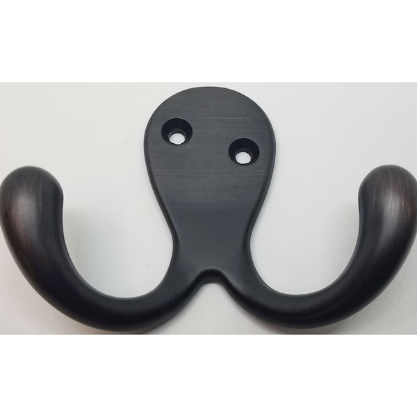 OIL RUBBED BRONZE Double Hook coat hat jacket wall vintage rustic octopus aluminum zamak