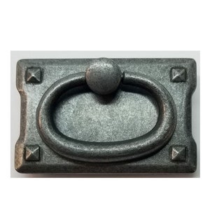 Pewter Silver Single Horizontal Mission Style Drawer Pull zinc alloy cast antique patina rustic vintage