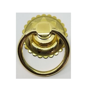 SMALL Eastlake Victorian Style BRASS Plated Single Post Ring Pull Knob Bail Drawer Cabinet Door