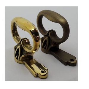 MOCK KEY PULL Colonial Revival Style Cast Brass fake blank knob handle desk cabinet drawer door antique vintage old rustic patina