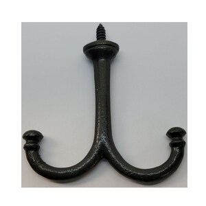 Cast Iron Double Hook - Rustic Coat Hanger, Key Holder, Towel Or Purse Hook