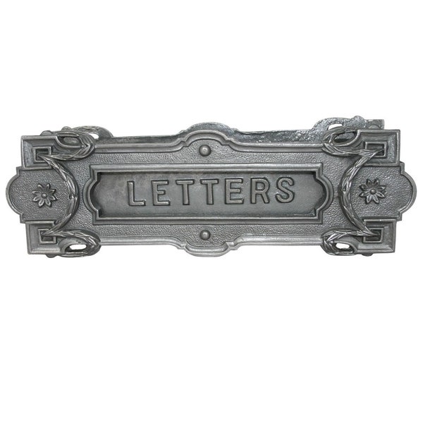 MAILBOX LETTER SLOT swinging door wall mounted cast iron neo classical antique vintage old mail postal