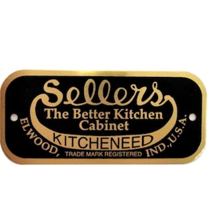 SELLERS Brass Name plate Cabinet label badge hoosier antique vintage furniture tag old