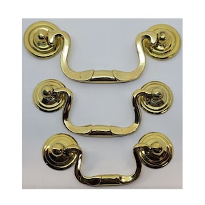 2.5&quot; - 3&quot; - 3.5&quot; Centers Queen Anne Style Swan Neck polished cast solid brass antique vintage retro fancy decorative