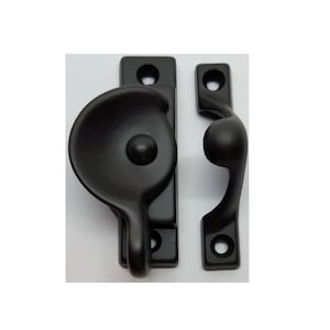 Decorative Solid Oil Rubbed Bronze Heavy Duty Spring Loaded Window Sash Lock Latch Square Cornered Catch century modern antique old vintage