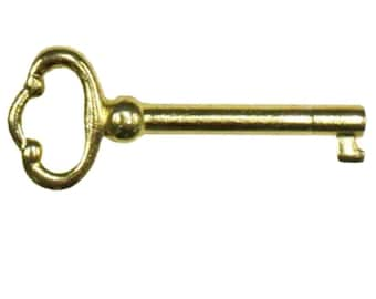 Brass Plated KEY FOR D-1810 6536 LOCK skeleton antique vintage old door cabinet retro mortise lock desk cabinet door roll top