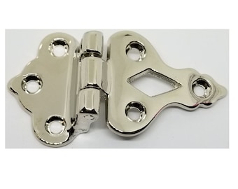 Polished Nickel Plated Cast Solid Brass Ice Box Door Hinge 3/8" Offset antique refrigerator freezer vintage retro