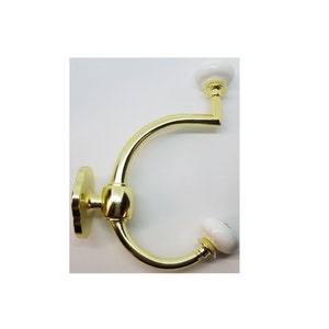 Bright Brass Double Front Mount Coat Hook Porcelain Knobs old classic vintage rack hat jacket retro