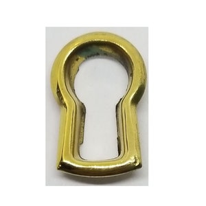 Stamped Brass Keyhole Insert cover key plate desk cabinet door antique vintage old image 1