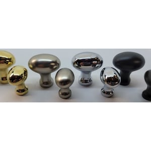 1 & 1-1/4&quot; Solid Cast Brass Oval Knob pull mid-century modern Bean T shaped brass nickel chrome black drawer dresser cabinet fancy decore