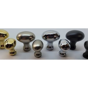 1 & 1-1/4" Solid Cast Brass Oval Knob pull mid-century modern Bean T shaped brass nickel chrome black drawer dresser cabinet fancy decore