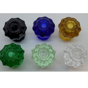 1", 1-1/4", 1-1/2" Fluted Glass Knobs with Pan head screw antique vintage old retro cabinet door drawer cupboard hoosier