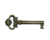 Designer Antique Brass Shell Key Skeleton vintage rustic retro desk cabinet drawer door