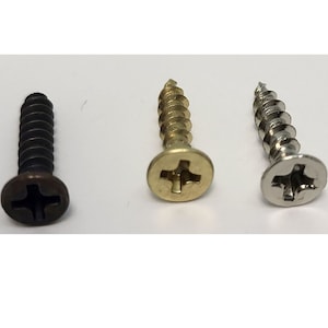 Flat Head #5 x 5/8&quot; Phillips Screw Brass Bronze Nickel Steel wood fancy decorative antique retro vintage