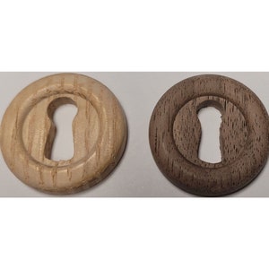 1-1/16&quot; Diameter Walnut & Oak Wood Grain Small Keyhole Cover antique vintage lock key slot cap hole decor fancy retro century modern rustic