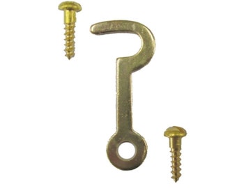 SMALL HOOK LATCH catch - Three sizes 1", 1.25" and  1.5" Brass Plated Steel Hook Latch 1-1/2 Inch tiny little doll house door window