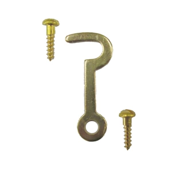 SMALL HOOK LATCH catch - Three sizes 1", 1.25" and  1.5" Brass Plated Steel Hook Latch 1-1/2 Inch tiny little doll house door window