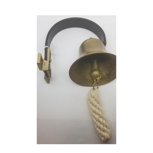 SMALL CAST BRASS Shopkeeper's Door Bell hanging alert fancy antique vintage old ring bump