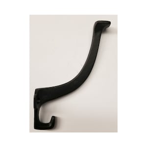 Cast Iron Single Front Mount Coat Hook costumer black rack hat hanger arts crafts antique vintage retro rustic fancy modern steel metal