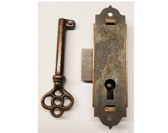 Furniture Lock Economy Flush Mount Lock Set Brass Plated Antique Style
