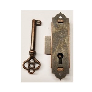 Flush Mount Door Lock with Key Clock China curio cabinet antique brass furniture breakfront closet door drawer patina old rustic