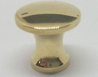 1/2" Polished Turned Solid Brass BOOKCASE Knob desk small cabinet drawer pull handle tiny antique vintage retro fancy decorative door