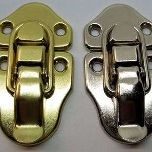 Brass Plated Drawbolt - antique chest trunk steamer vintage lock latch case box