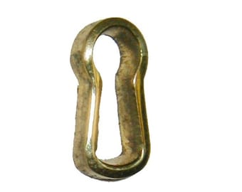 Pair of Vintage Oval Stamped Brass Decorative Escutcheon Key Hole Covers