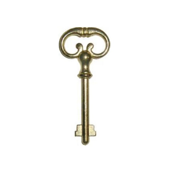 Brass Plated Key for Roll Top Desk Lock - Polished Skeleton Antique vintage retro old rustic victorian