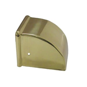 May include: A gold metal corner protector with a rounded edge. The protector has a smooth, polished finish.