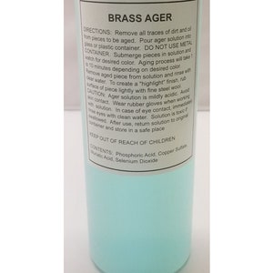 32oz (Ounce) - BRASS AGER Darkening Solution antique vintage old metal ager patina copper tin bronze dull