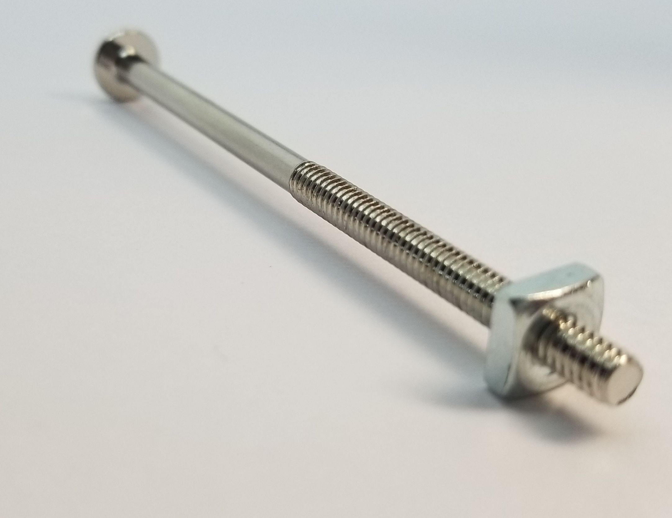 Two 3 Nickel Pan Head Bolts Flat Nut Smooth Glass Etsy