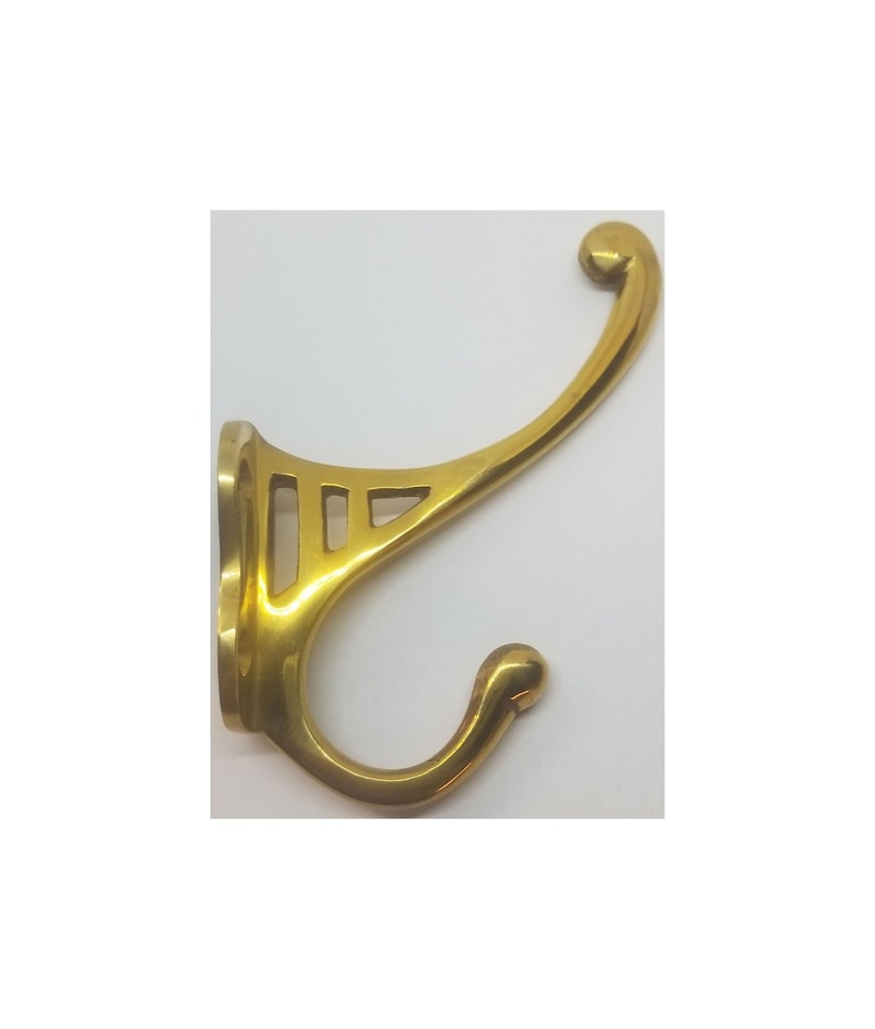 SMALL 4-3/4 CAST BRASS Front Mount Coat Hook double rack image 1