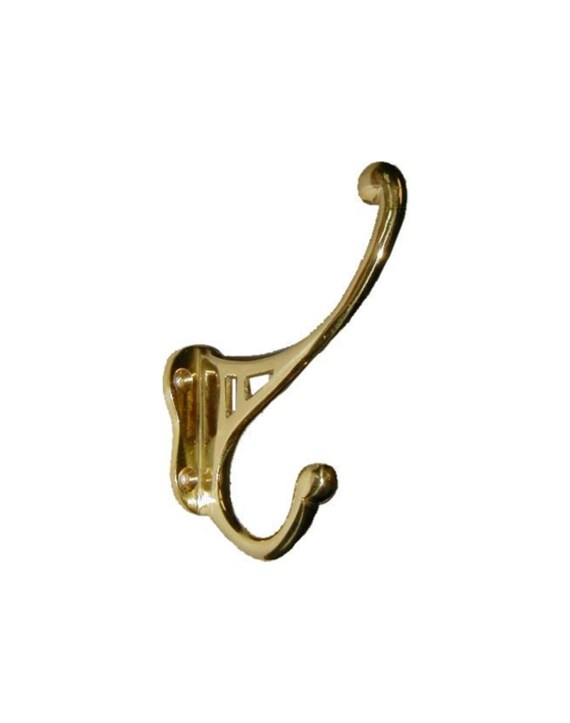 LARGE 5 Plain CAST BRASS Front Mount Coat Hook Double Rack Hat Jacket Fancy  Decorative Antique Old -  New Zealand