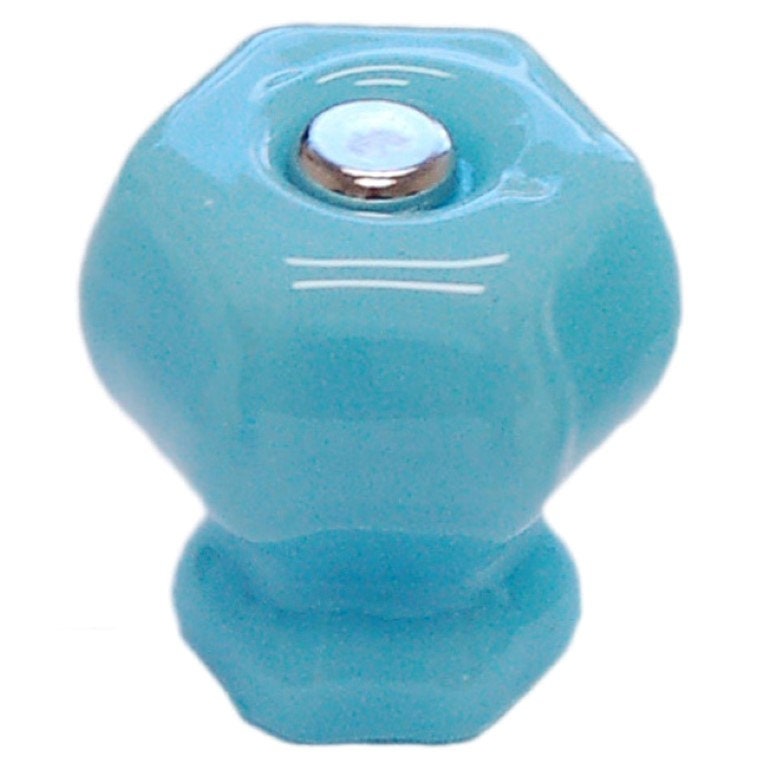 1-1/4 MILK BLUE HEXAGONAL teal Glass Knob Hexagon | Etsy
