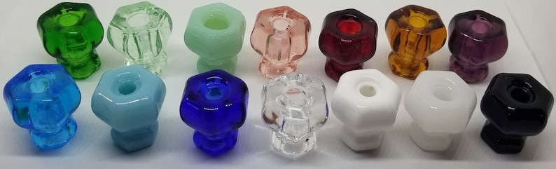 RUBY RED Glass Handle Hexagonal posts Pull Knob Hexagon antique vintage old retro Hoosier cupboard side door drawer cabinet pan