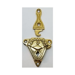 Solid Brass Trunk Drawbolt Patented 1872 chest steamer antique vintage old retro fancy spring latch clasp lock lever catch