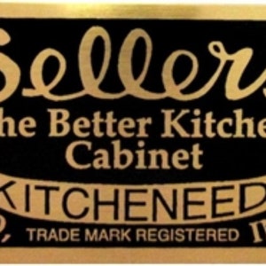 SELLERS Brass Name plate Cabinet label badge hoosier antique vintage furniture tag old image 7