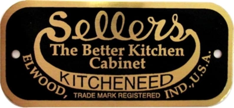 SELLERS Brass Name plate Cabinet label badge hoosier antique vintage furniture tag old image 7