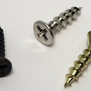 Flat Head #6 x 5/8&quot; Phillips Screw Brass Bronze Nickel Steel wood fancy decorative antique retro vintage