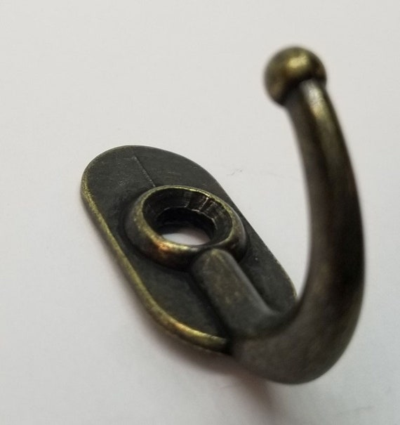 1.25 ANTIQUE BRASS Small Jewelry Hook Front Mount Single Shirt Jacket Hat  Brass Tiny Cast -  Canada