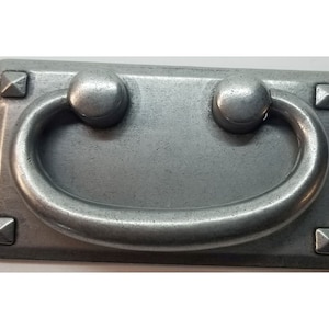 PEWTER SILVER DOUBLE Horizontal Mission Style Drawer Pull zinc alloy cast patina rustic vintage