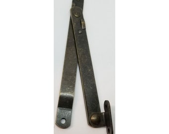 Pair (2) Antique Brass Steel Drop front desk lid STAYS hinges mailbox trunk chest steamer strong friction