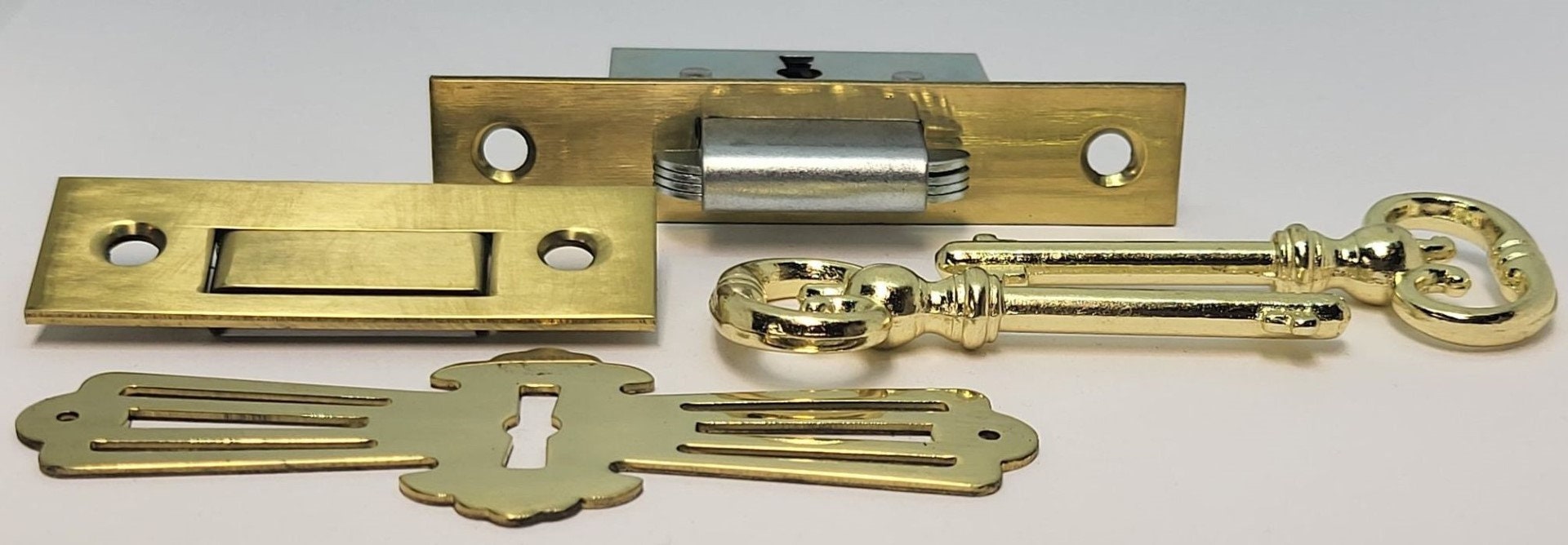 Full Mortise Roll Top Desk Lock Set SQUARE PLATE Brass Lock Etsy