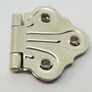 Nickel Plated Wing Hinge Plated Steel, shell butterfly design vintage antique rustic small