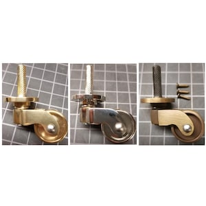 Solid Brass Cast Stem Caster Plate wheel Polished Nickel Antique cart trunk chest chair tea vintage retro fancy foot toe bottom leg