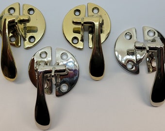Small Flush Lever Latches Ice box cabinet Boone left OR Right Cast Brass & Nickel Hoosier Sellers antique vintage restore