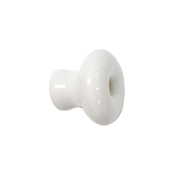 VINTAGE KNOB DRAWER CABINET PULLS WHITE PORCELAIN /& BRASS LOT OF 4