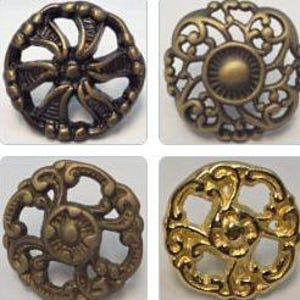 Cast Brass Round Victorian Knob 1" -1.5"  French Style fancy decorative floral rustic antique vintage old pull drawer door cabinet curio