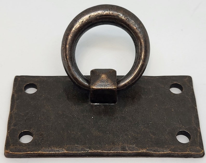 Horizontal Hammered DRAWER PULL Ring Brass Mission Etsy